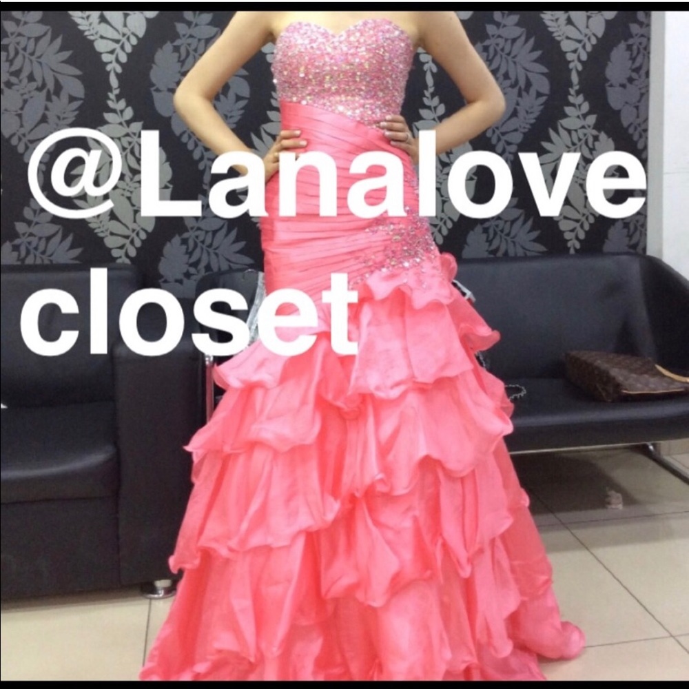pink mermaid prom dress night moves - Picture 5 of 6